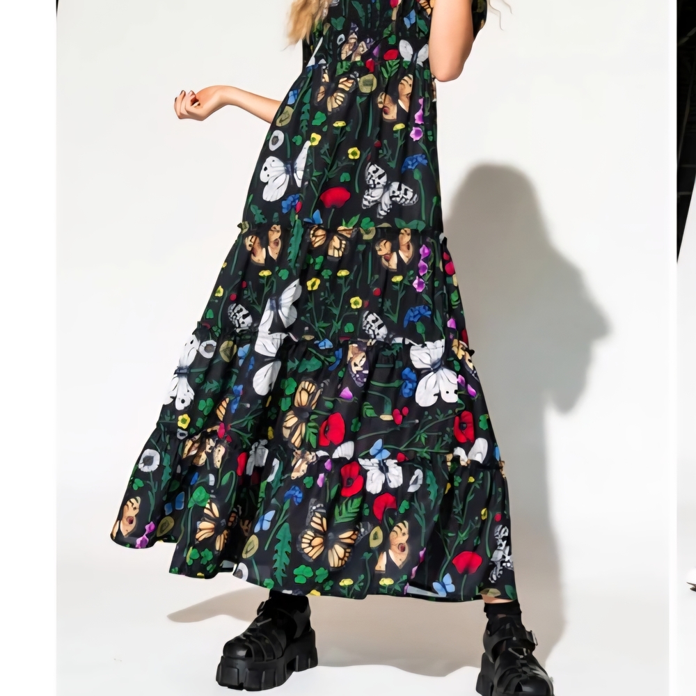 Dressed in LALA Black and Red Tiered Maxi Dress